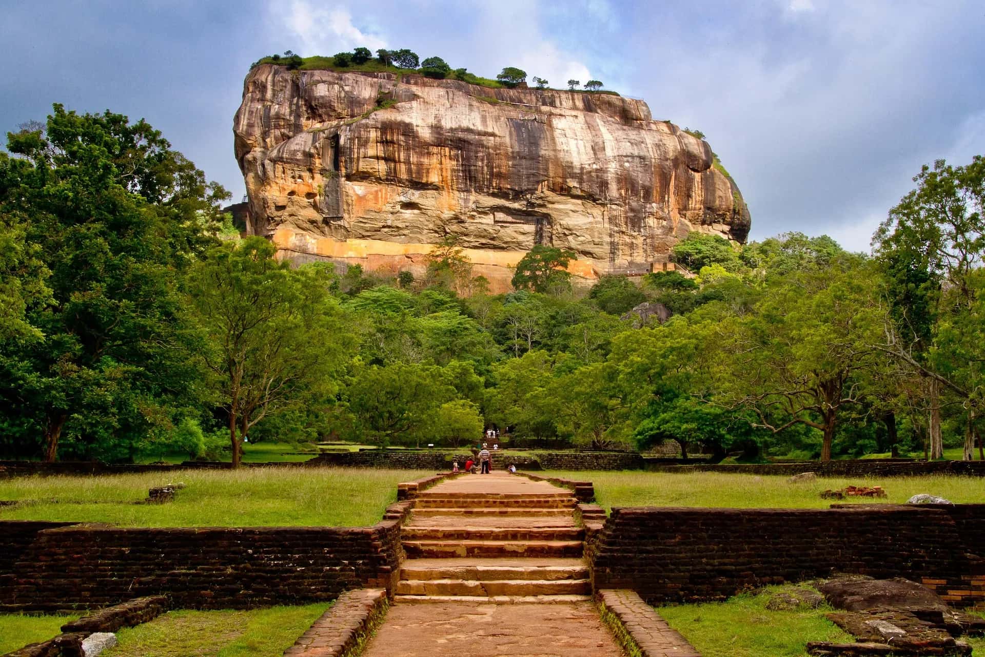 The Sigiriya rock fortress rising above its garden causeway